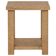 Beasley Square Wood End Side Table With Shelf Golden Oak
