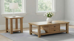 Best Furniture Outlet - Coaster - Beasley 2-Piece Wood Coffee Table Set Golden Oak - 723328-S2