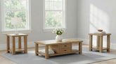 Best Furniture Outlet - Coaster - Beasley 3-Piece Wood Coffee Table Set Golden Oak - 723328-S3