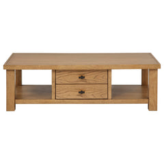 Beasley 2-Drawer Wood Coffee Table Golden Oak
