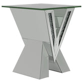 Best Furniture Outlet - Coaster - Taffeta Glass Top Mirrored Acrylic End Table Silver - 723447
