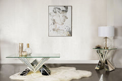 Best Furniture Outlet - Coaster - Taffeta 2-piece Mirrored Coffee and End Table Set Silver - 723448-S2