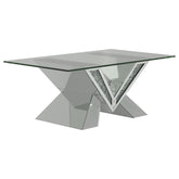 Best Furniture Outlet - Coaster - Taffeta Glass Top Mirrored Acrylic Coffee Table Silver - 723448