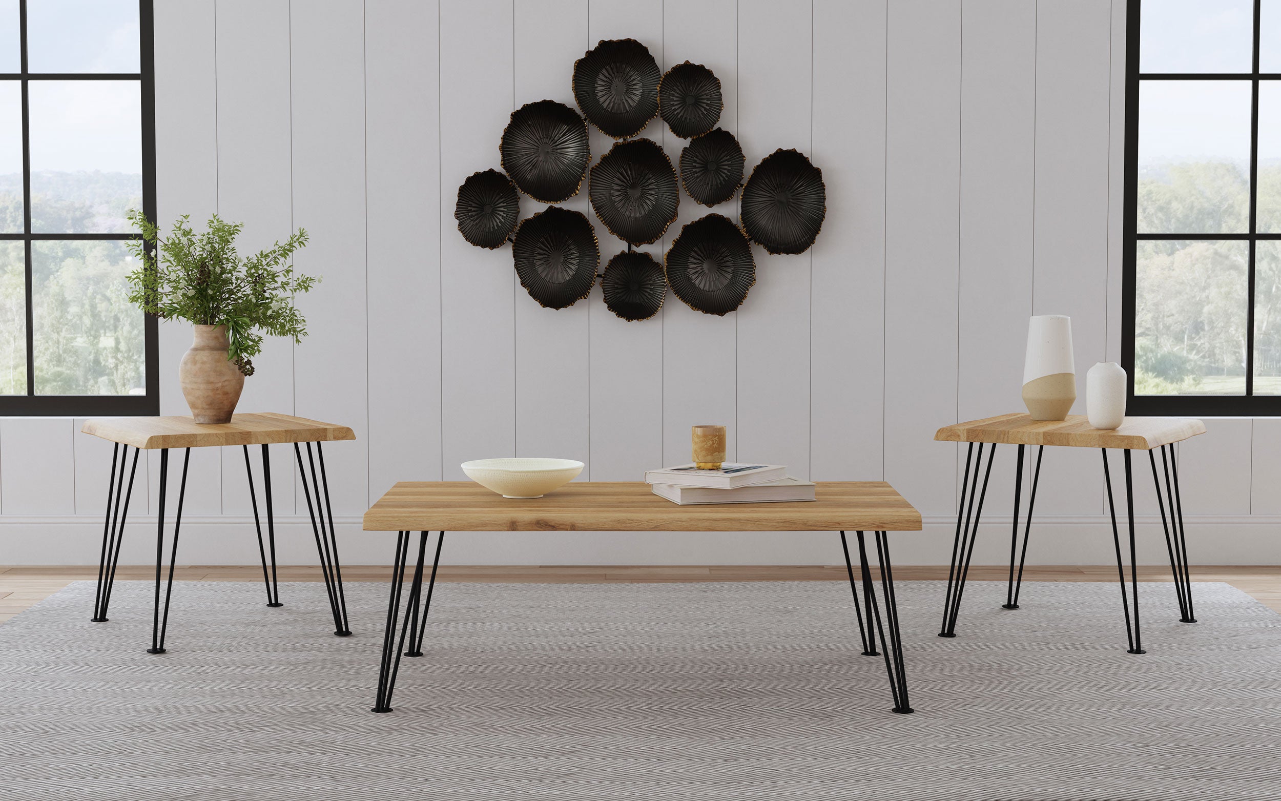 Best Furniture Outlet - Coaster - Zander 3-piece Rectangular Coffee and End Table Set Natural - 723498-S3