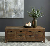 Best Furniture Outlet - Coaster - Esther 6-drawer Solid Wood Coffee Table Natural Sheesham - 723888