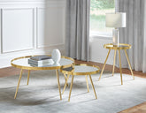 Best Furniture Outlet - Coaster - Kaelyn 3-piece Round Coffee and End Table Set Gold - 723918-S2