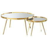Best Furniture Outlet - Coaster - Kaelyn 2-piece Round Mirror Top Nesting Coffee Table Gold - 723918