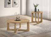 Best Furniture Outlet - Coaster - Kessler 2-piece Round Sculptural Wood Coffee Table Set Light Oak - 735988-S2