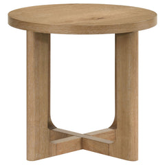 Kessler 3-piece Round Sculptural Wood Coffee Table Set Light Oak