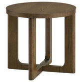 Best Furniture Outlet - Coaster - Kessler Round Sculptural Wood End Table Brown - 735997