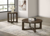 Best Furniture Outlet - Coaster - Kessler 2-piece Round Sculptural Wood Coffee Table Set Brown - 735998-S2