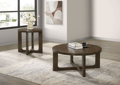 Best Furniture Outlet - Coaster - Kessler 2-piece Round Sculptural Wood Coffee Table Set Brown - 735998-S2