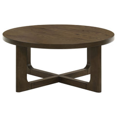 Kessler 2-piece Round Sculptural Wood Coffee Table Set Brown