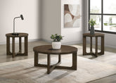 Best Furniture Outlet - Coaster - Kessler 3-piece Round Sculptural Wood Coffee Table Set Brown - 735998-S3
