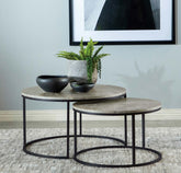 Best Furniture Outlet - Coaster - Lainey 2-piece Round Faux Marble Nesting Coffee Table Grey - 736028