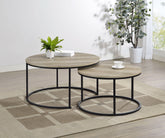 Best Furniture Outlet - Coaster - Lainey 2-piece Round Nesting Coffee Table Distressed Pine - 736040