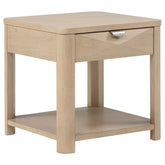 Best Furniture Outlet - Coaster - Marcelo Wood End Table with Drawer and Shelf Light Elm - 736057