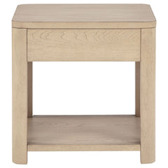 Marcelo Wood End Table with Drawer and Shelf Light Elm