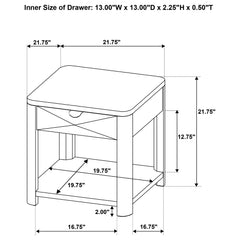 Marcelo Wood End Table with Drawer and Shelf Light Elm