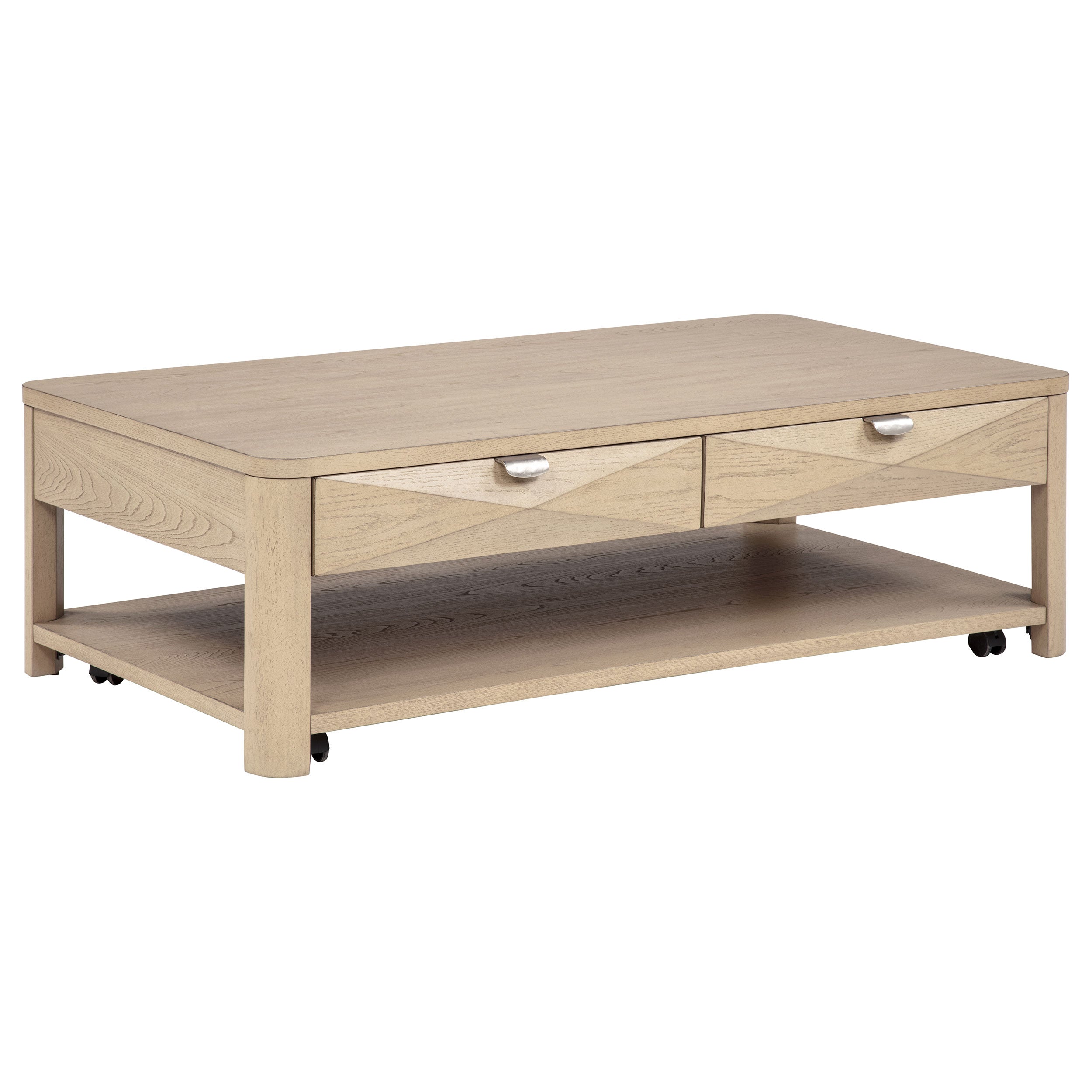 Best Furniture Outlet - Coaster - Marcelo Wood Coffee Table with 2 Drawers and Shelf Light Elm - 736058