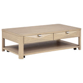 Best Furniture Outlet - Coaster - Marcelo Wood Coffee Table with 2 Drawers and Shelf Light Elm - 736058