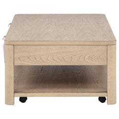 Marcelo Wood Coffee Table with 2 Drawers and Shelf Light Elm
