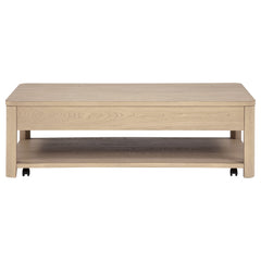 Marcelo Wood Coffee Table with 2 Drawers and Shelf Light Elm