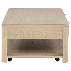 Marcelo Wood Coffee Table with 2 Drawers and Shelf Light Elm