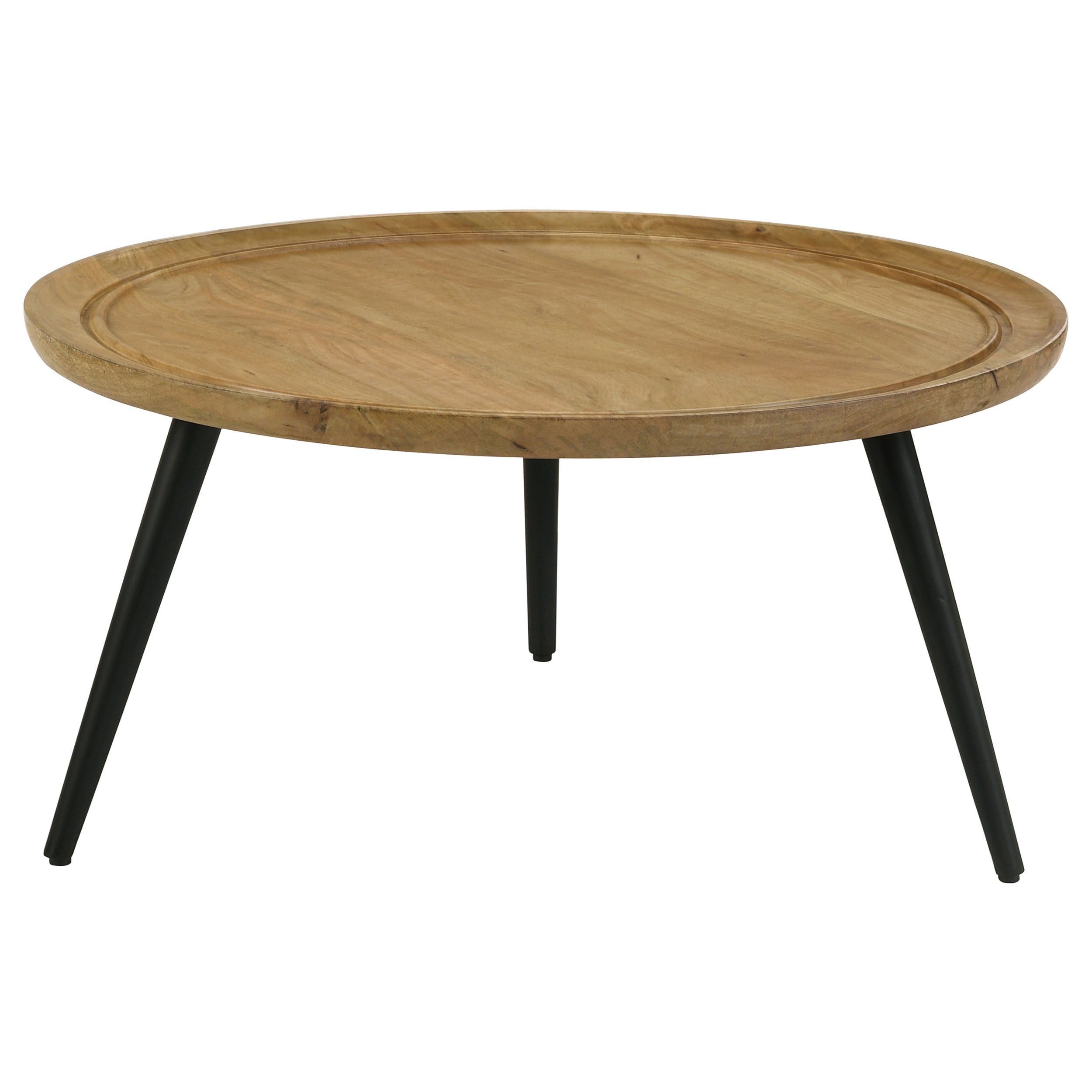 Best Furniture Outlet - Coaster - Zoe Round Mango Wood Coffee Table Natural and Black - 736108