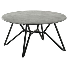 Best Furniture Outlet - Coaster - Hadi Round SmartTop Coffee Table Cement and Gunmetal - 736178