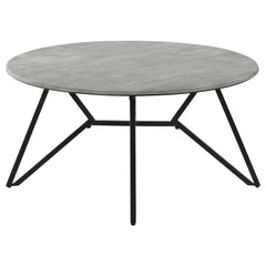 Hadi Round SmartTop Coffee Table Cement and Gunmetal