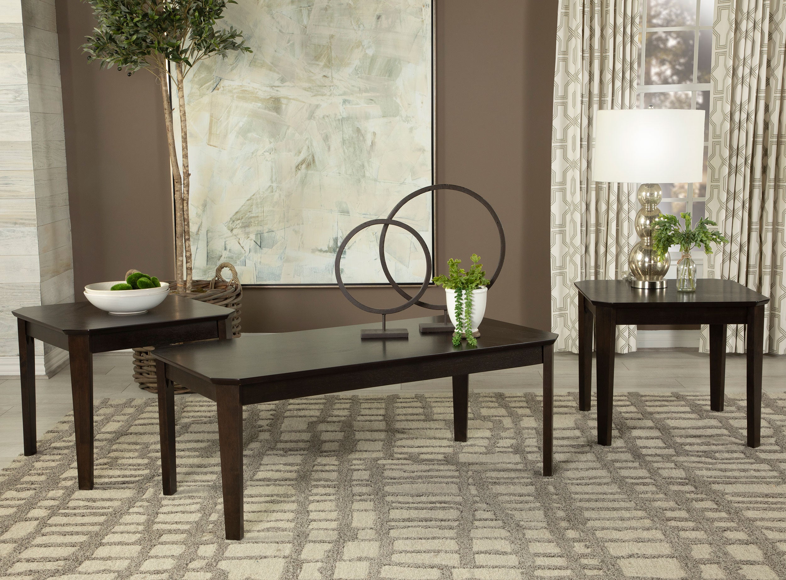 Best Furniture Outlet - Coaster - Amaro 3-piece Coffee and End Table Set Dark Brown - 736184