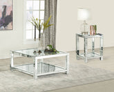 Best Furniture Outlet - Coaster - Valentina 2-piece Mirrored Coffee and End Table Set Silver - 736218-S2