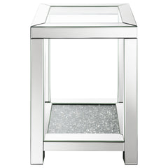 Valentina 2-piece Mirrored Coffee and End Table Set Silver