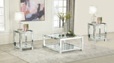 Best Furniture Outlet - Coaster - Valentina 3-piece Mirrored Coffee and End Table Set Silver - 736218-S3