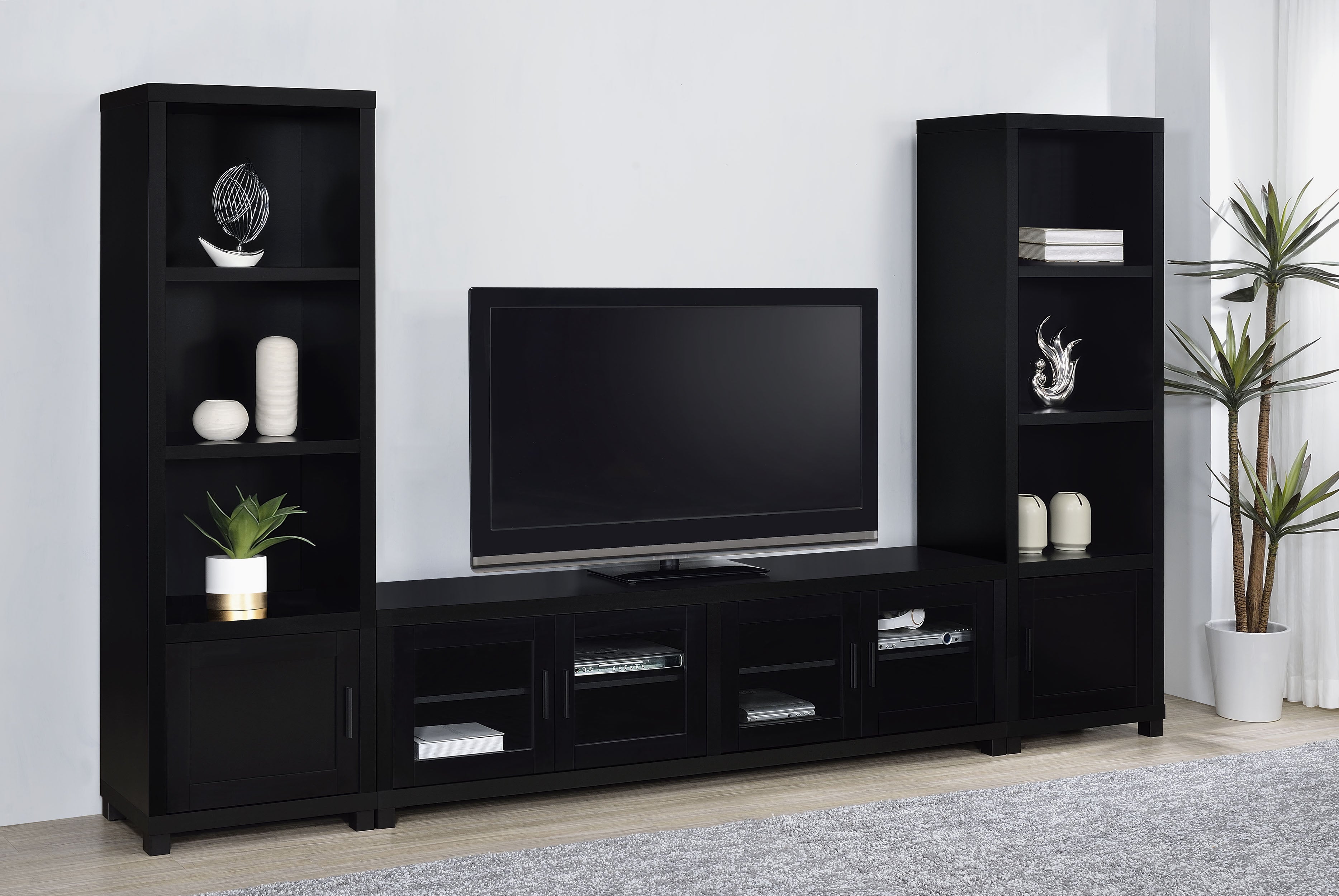 Best Furniture Outlet - Coaster - Jupiter 3-piece Entertainment Center 79-inch TV Stand Black - 736303-SET
