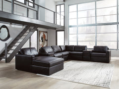 Best Furniture Outlet - Ashley Furniture - ModMax II Sectional - RAF 8-Piece Sectional with Chaise and Audio Consoles / Black - 74305S47