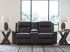 Best Furniture Outlet - Ashley Furniture - Mackmenville Living Room - DBL Rec Loveseat w/Console / Carbon - 7471394