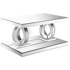 Breena 2-piece Mirrored Coffee and End Table Set Silver