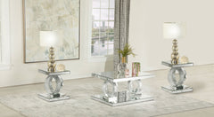 Best Furniture Outlet - Coaster - Breena 3-piece Mirrored Coffee and End Table Set Silver - 753278-S3