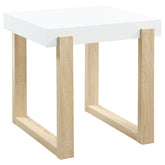 Best Furniture Outlet - Coaster - Pala Rectangular End Table White High Gloss and Natural - 753397