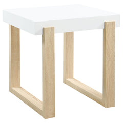 Best Furniture Outlet - Coaster - Pala Rectangular End Table White High Gloss and Natural - 753397