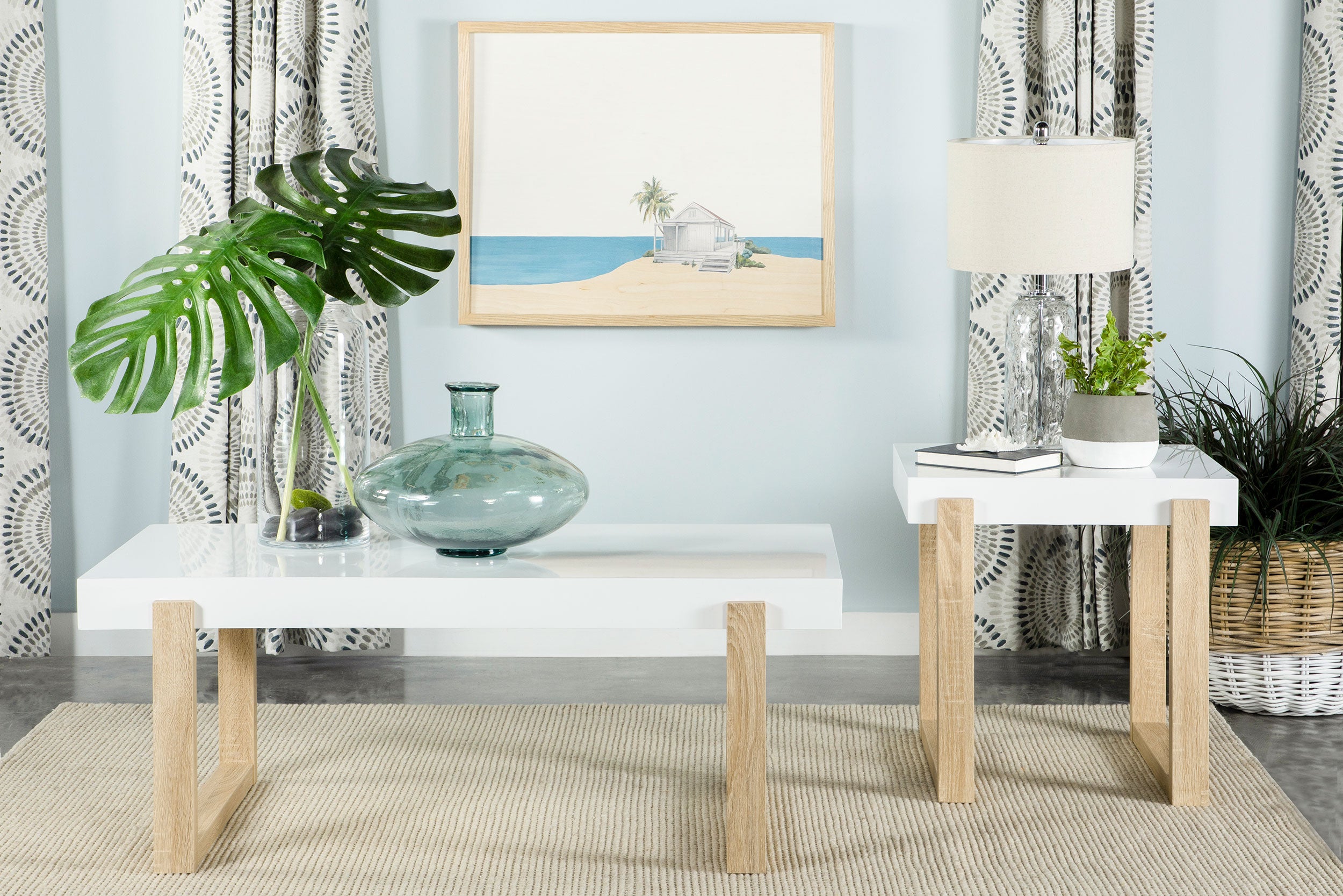 Best Furniture Outlet - Coaster - Pala 2-piece Coffee and End Table Set White High Gloss - 753398-S2