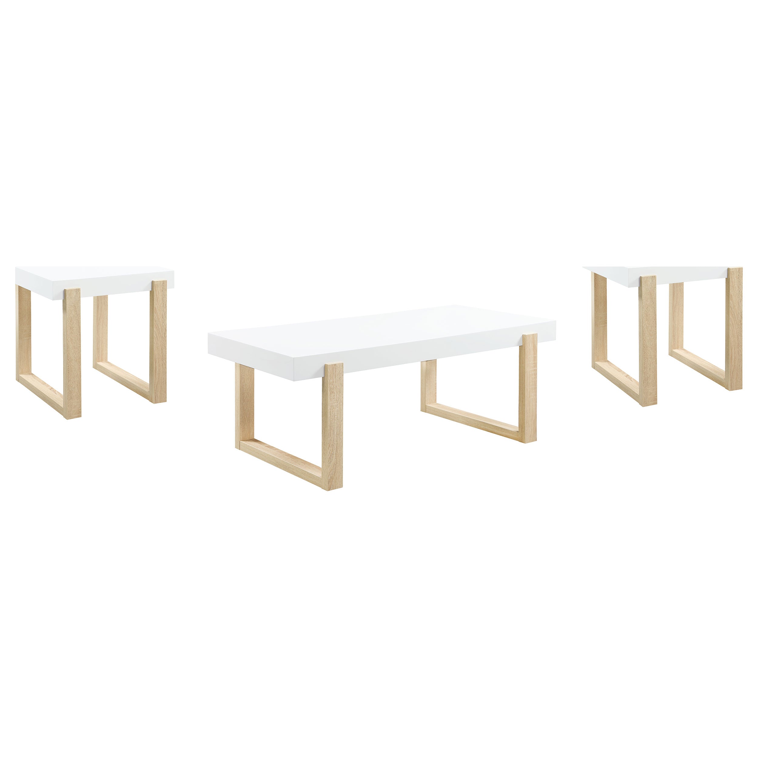Best Furniture Outlet - Coaster - Pala 3-piece Coffee and End Table Set White High Gloss - 753398-S3