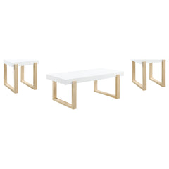 Best Furniture Outlet - Coaster - Pala 3-piece Coffee and End Table Set White High Gloss - 753398-S3