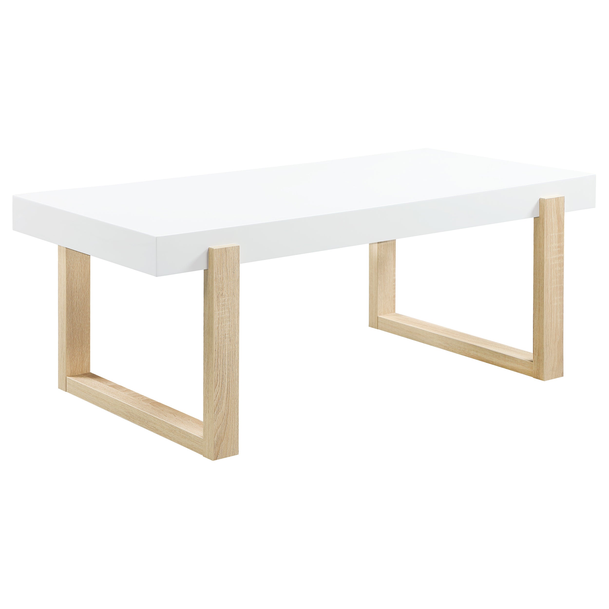 Best Furniture Outlet - Coaster - Pala Rectangular Coffee Table White High Gloss and Natural - 753398