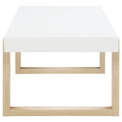 Pala Rectangular Coffee Table White High Gloss and Natural