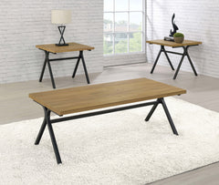 Best Furniture Outlet - Coaster - Colmar 3-piece Engineered Wood Coffee Table Set Golden Oak - 753424