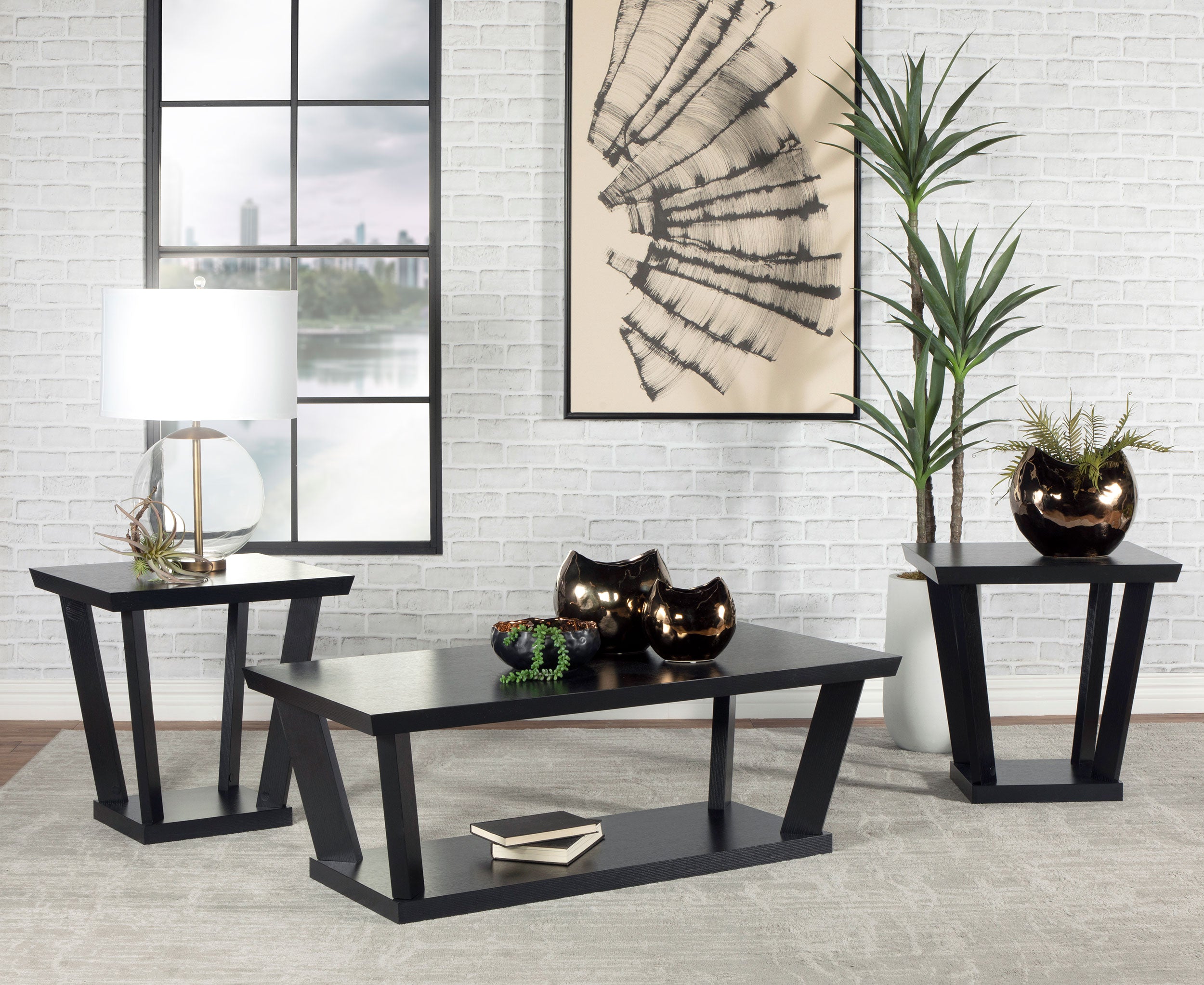 Best Furniture Outlet - Coaster - Aminta 3-piece Coffee and End Table Set Black - 753434
