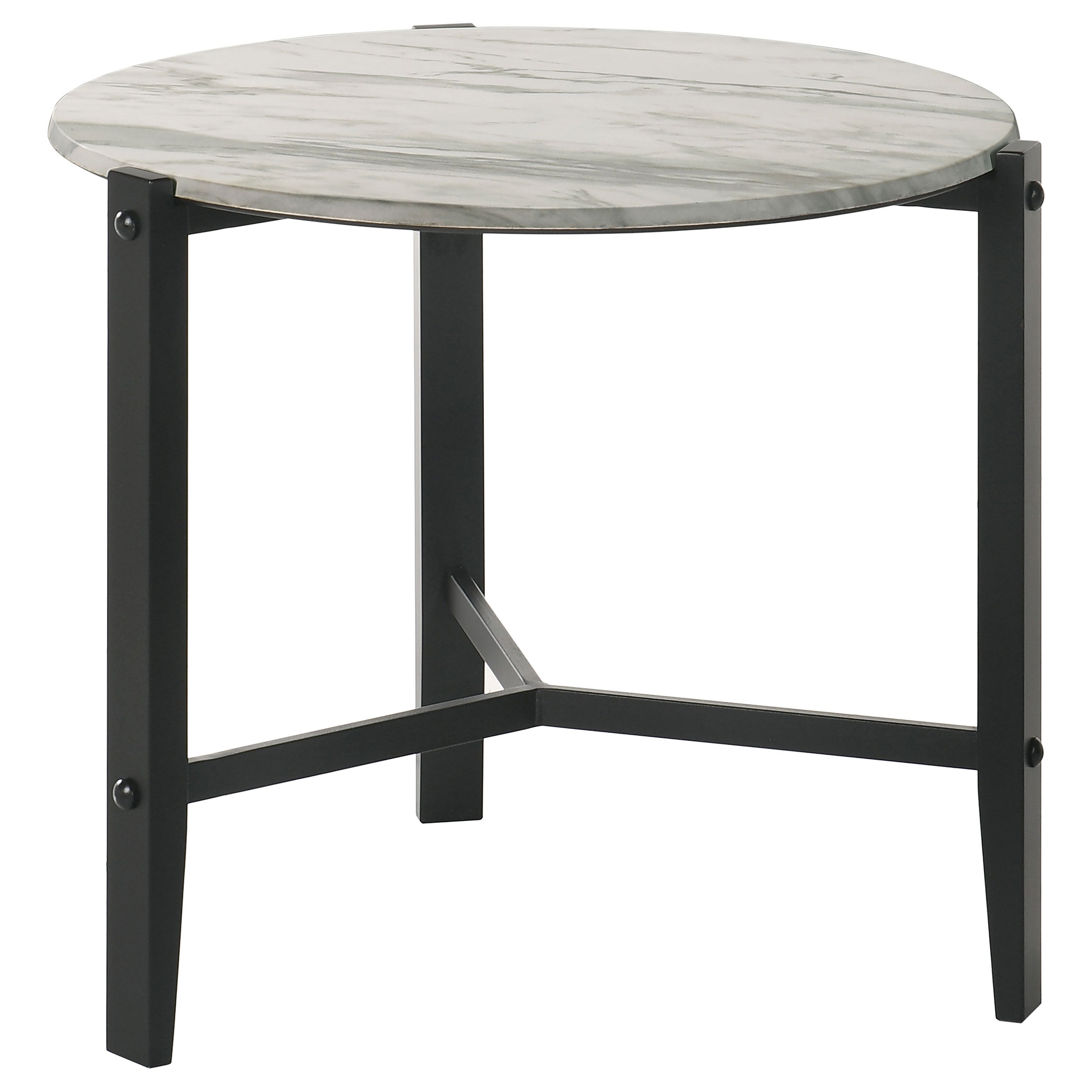 Best Furniture Outlet - Coaster - Tandi Round Faux Marble Side End Table White and Black - 753537